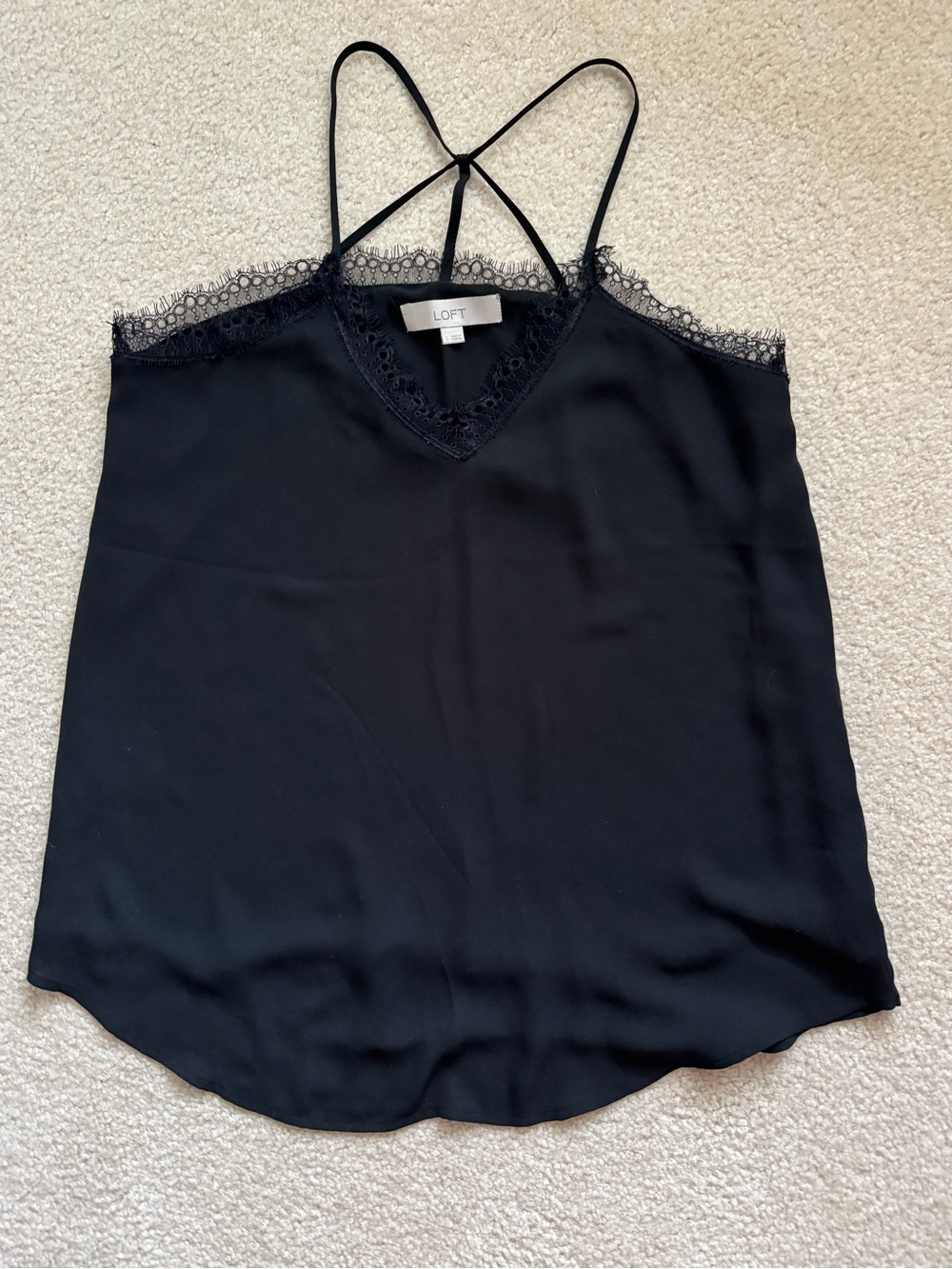LOFT Black Lace Trim Cami Tank Top